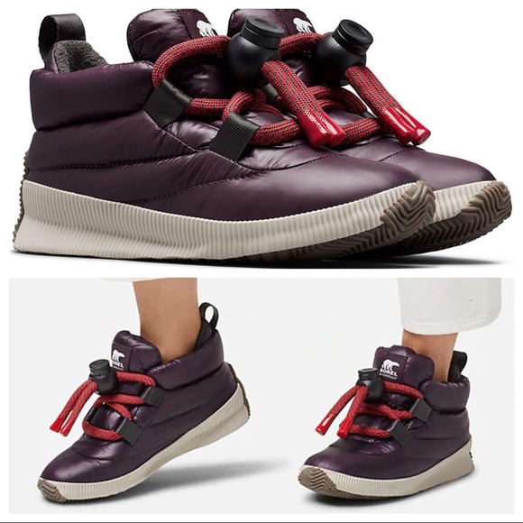 Sorel Out N About Puffy Lace Dark Plum Sneaker Boot - Picture 3 of 16